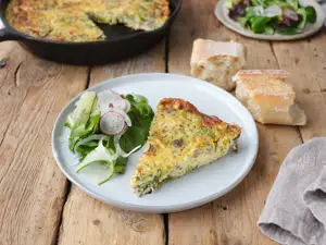 Frittata with Leeks, Mushroom and Cheese